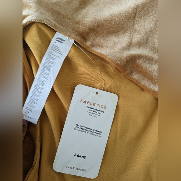 Fabletics Gigi velour bodysuit Gold Large Size 2X. - Picture 8 of 8